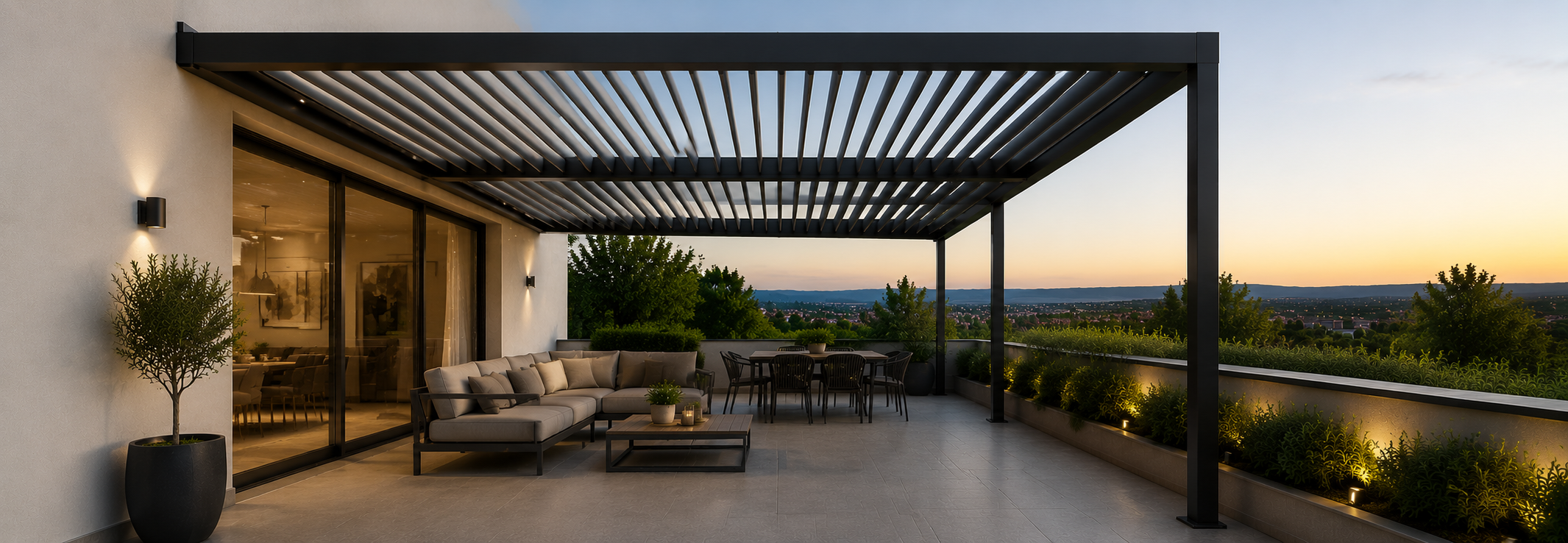 Pérgola bioclimática adosada