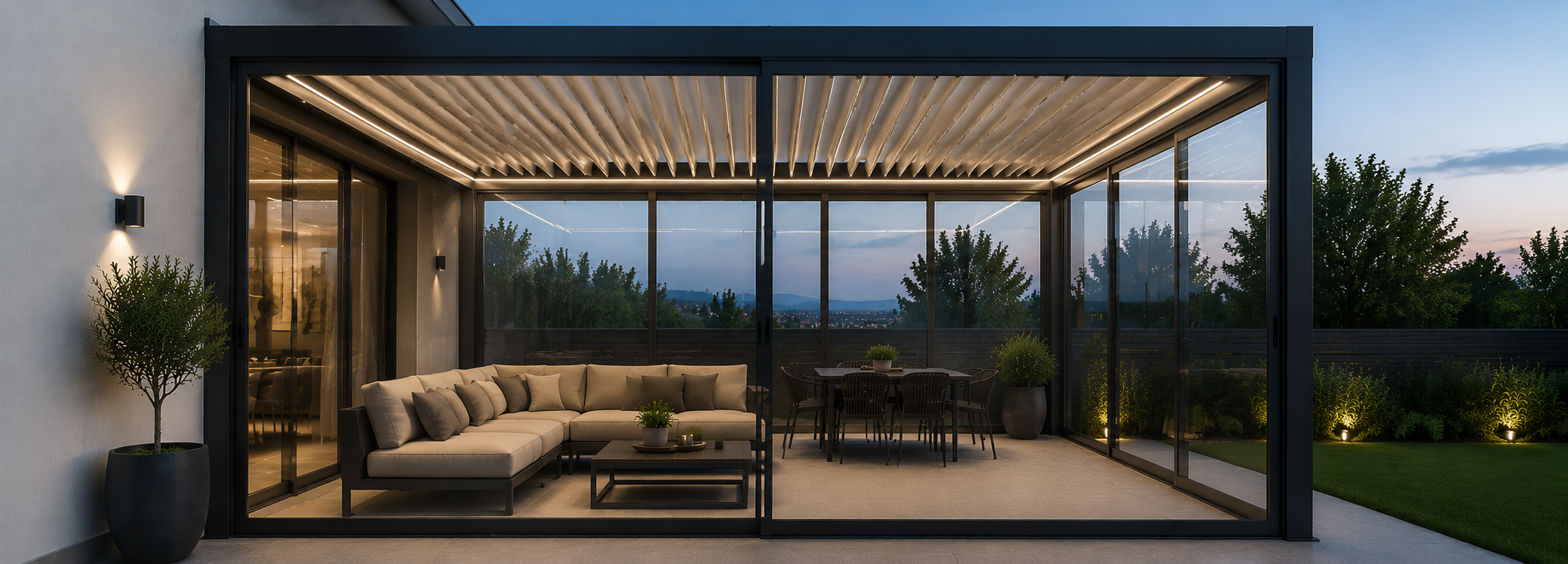 Pérgola bioclimática cerrada