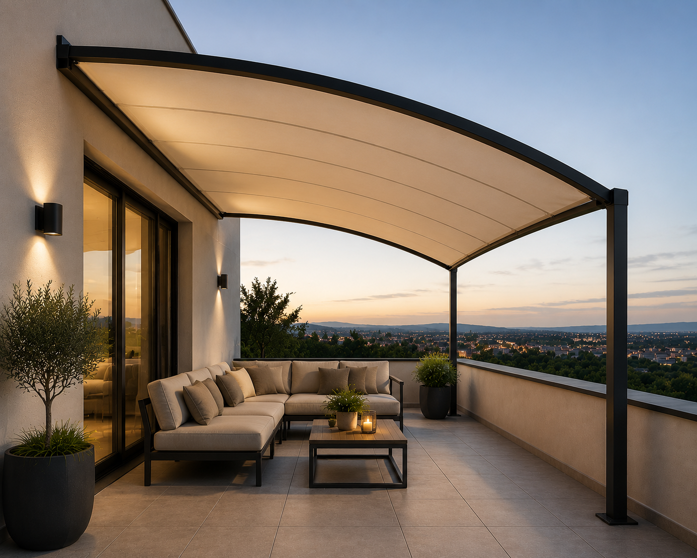 Pérgola de lona curvada en Almería