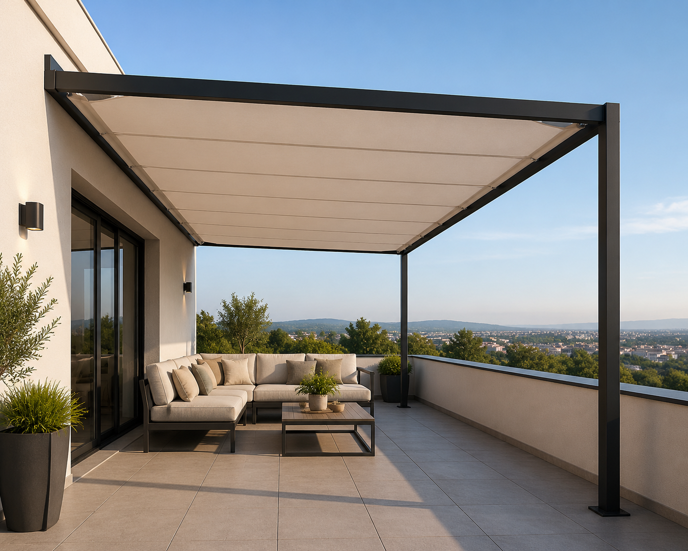 Pérgola de lona recta en Almería